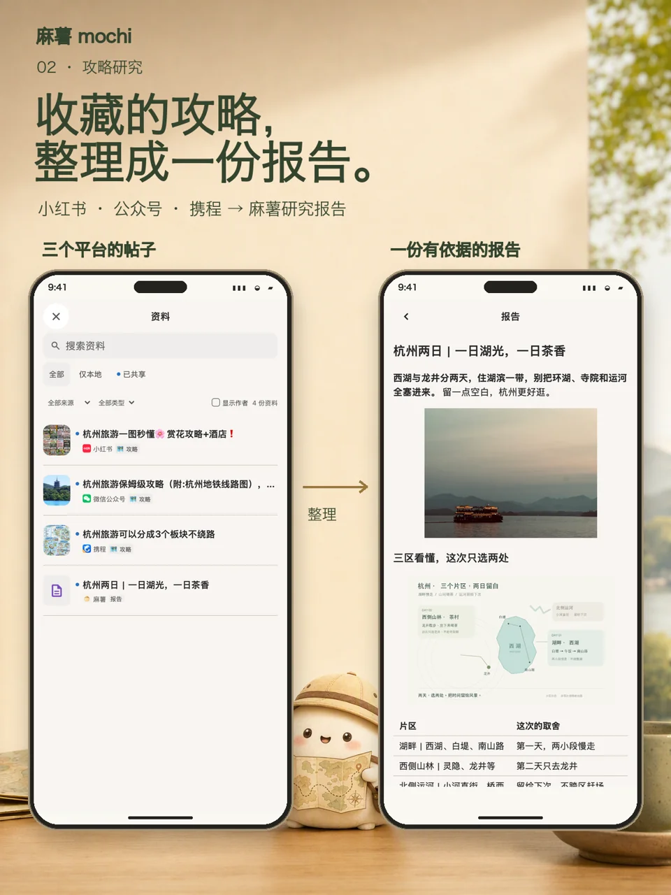 攻略研究海报：多个平台收藏的链接整理成一份带来源的旅行报告